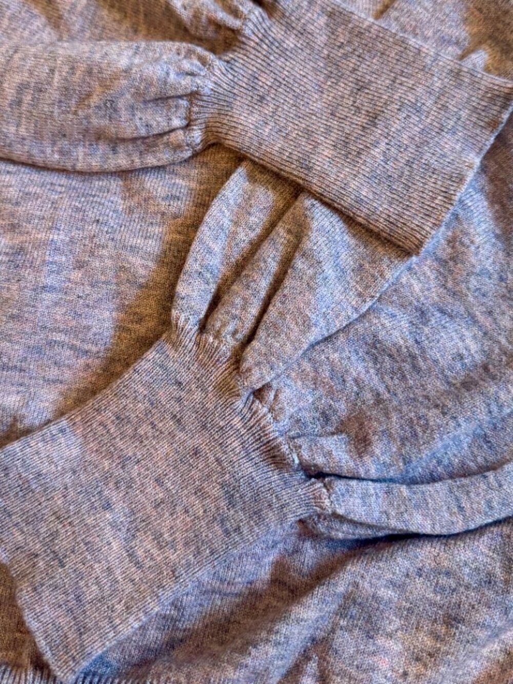 Ella Moss Maggie Puff Long Sleeve Crewneck Sweater Mauve Pink Space Dye Large - Picture 8 of 12
